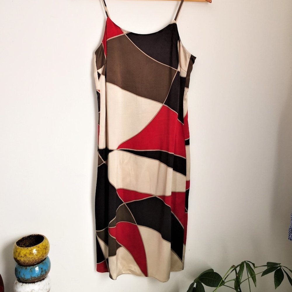 Calvin Klein Silk Dress Abstract Print Size 2